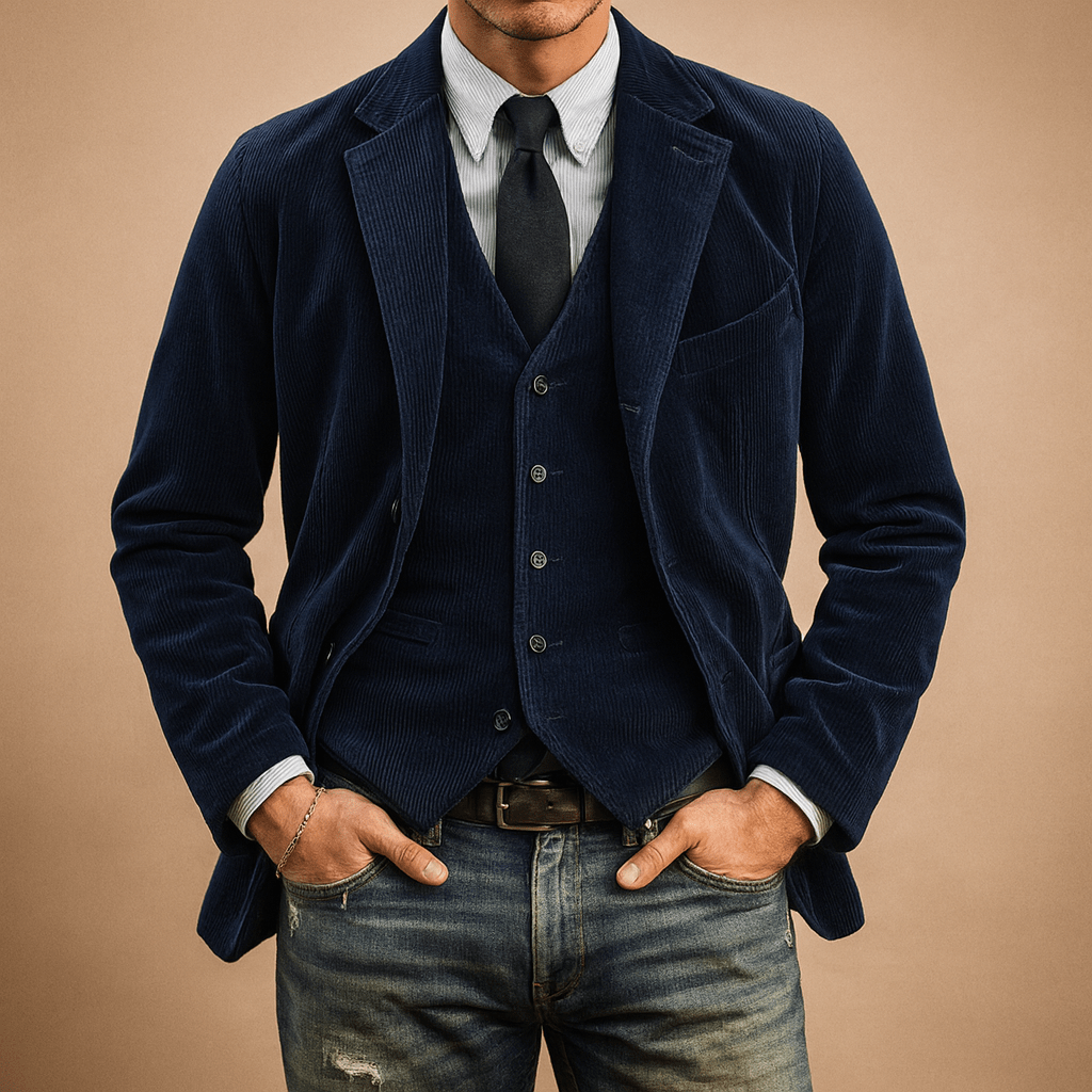 Men Jacket | Corduroy Design with Pockets for All Season - Hudson Harper - Men Jackets