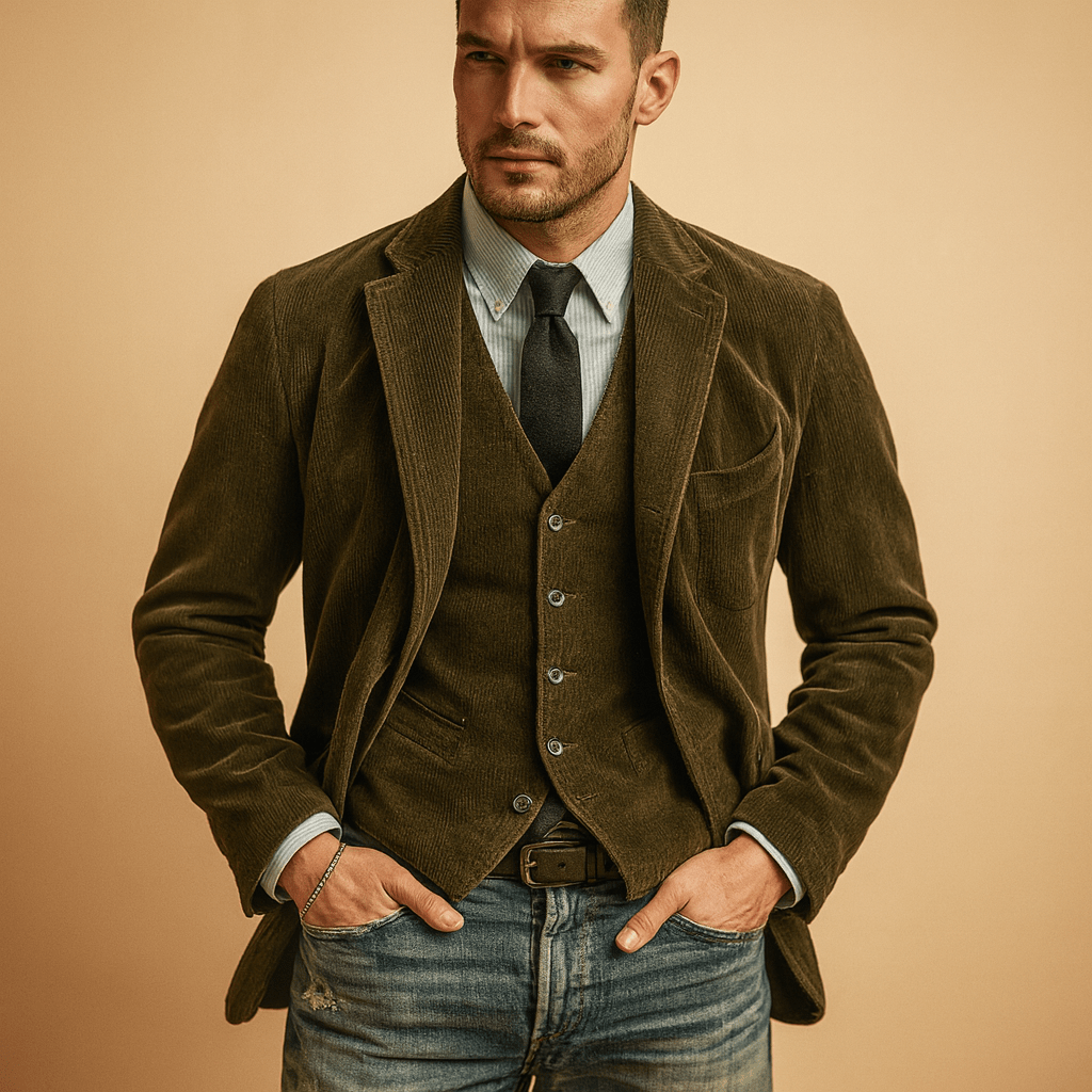 Men Jacket | Corduroy Design with Pockets for All Season - Hudson Harper - Men Jackets