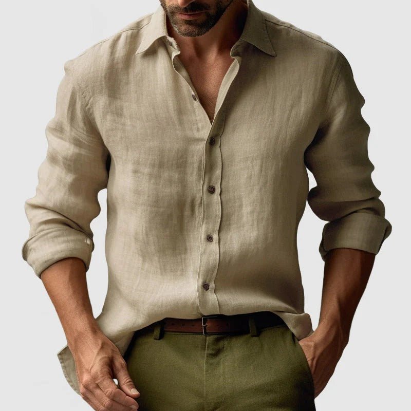 Men Shirt Long Sleeve Relaxed Fit Button Closure - Hudson Harper - Men Shirt