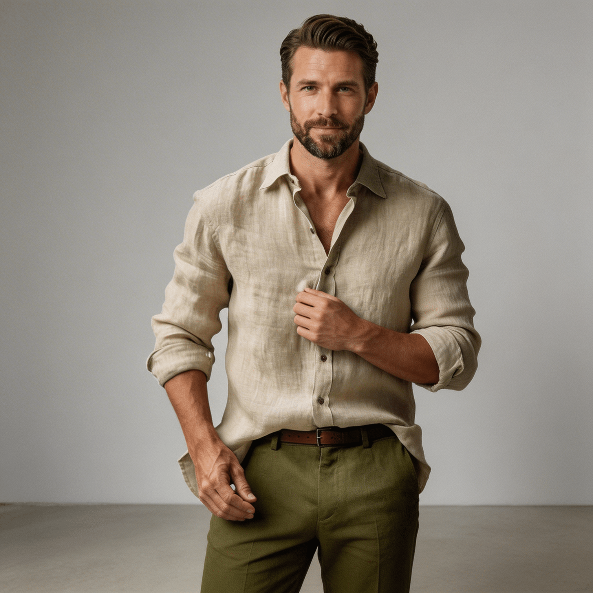 Men Shirt Long Sleeve Relaxed Fit Button Closure - Hudson Harper - Men Shirt