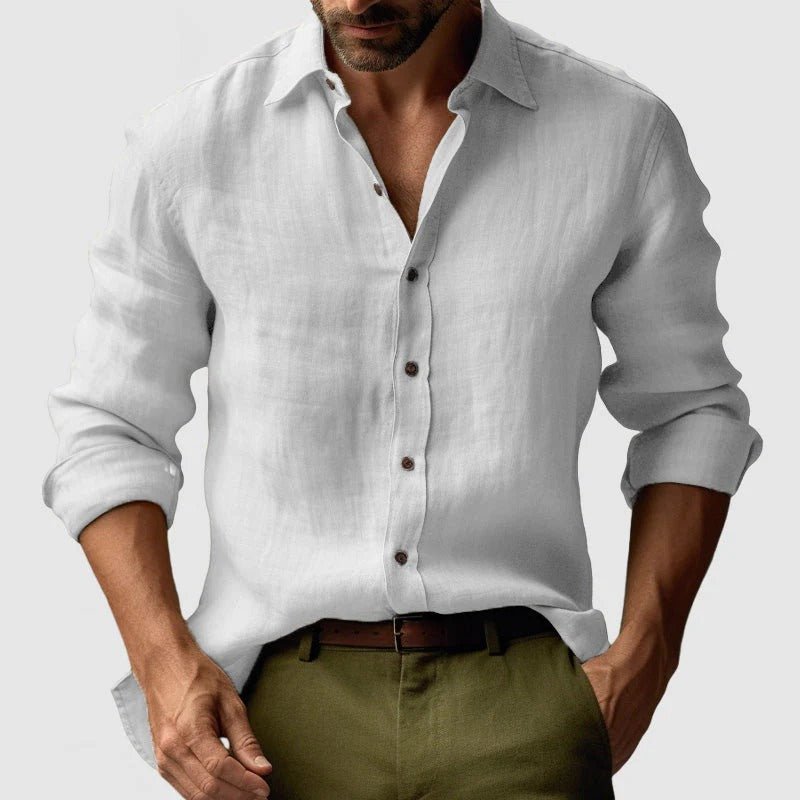 Men Shirt Long Sleeve Relaxed Fit Button Closure - Hudson Harper - Men Shirt