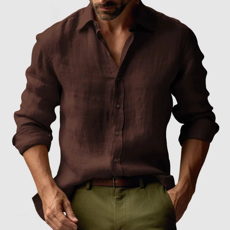 Men Shirt Long Sleeve Relaxed Fit Button Closure - Hudson Harper - Men Shirt