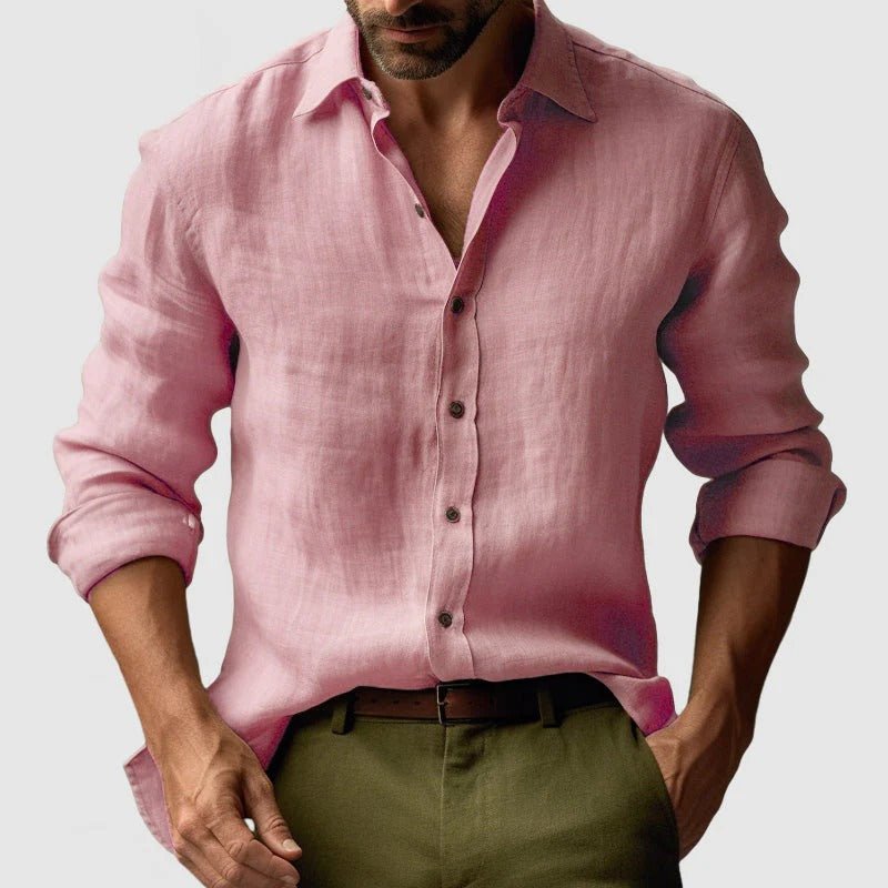 Men Shirt Long Sleeve Relaxed Fit Button Closure - Hudson Harper - Men Shirt