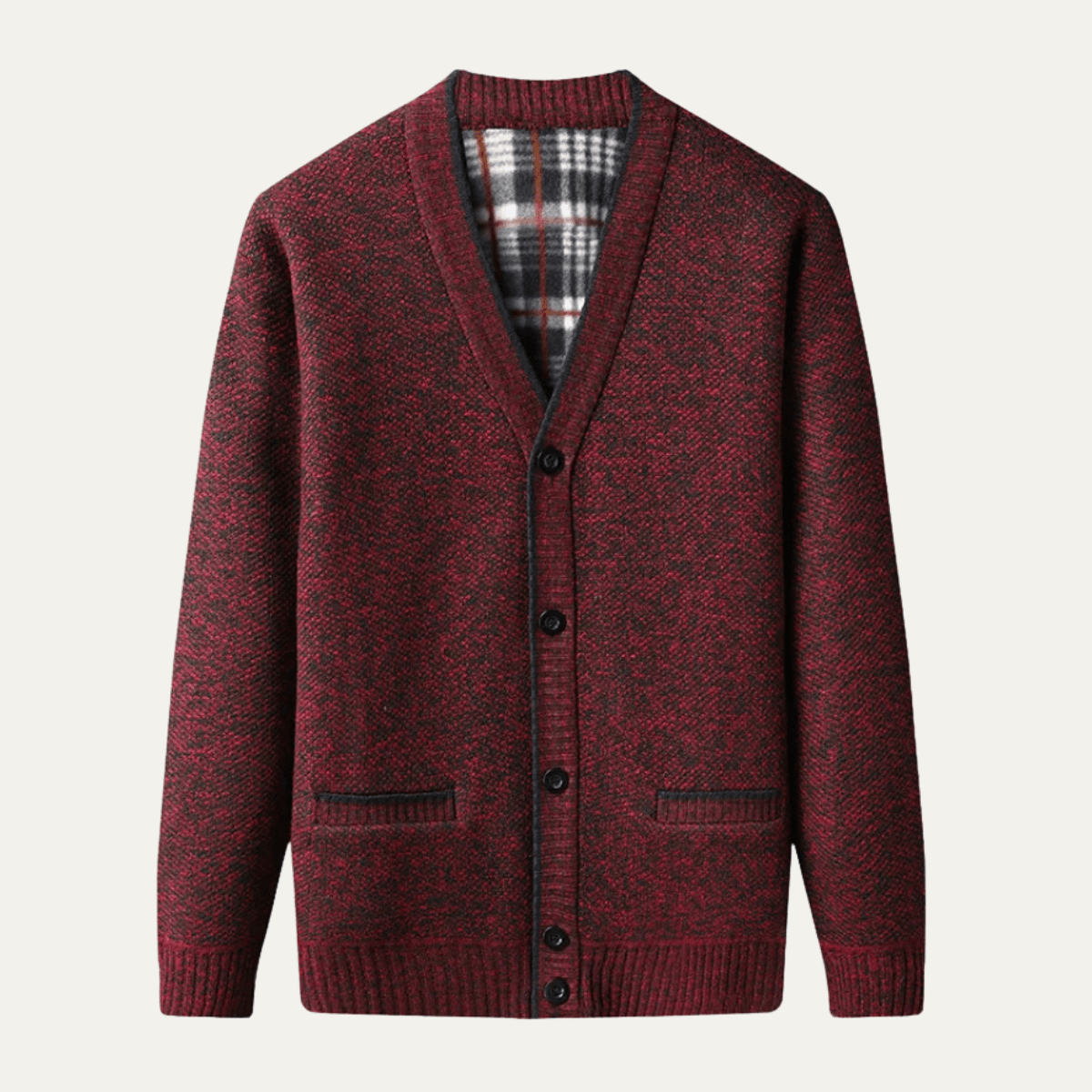 Men's Cardigan — V - Neck Button Front Regular Fit Knit Design - Hudson Harper - Men Cardigan