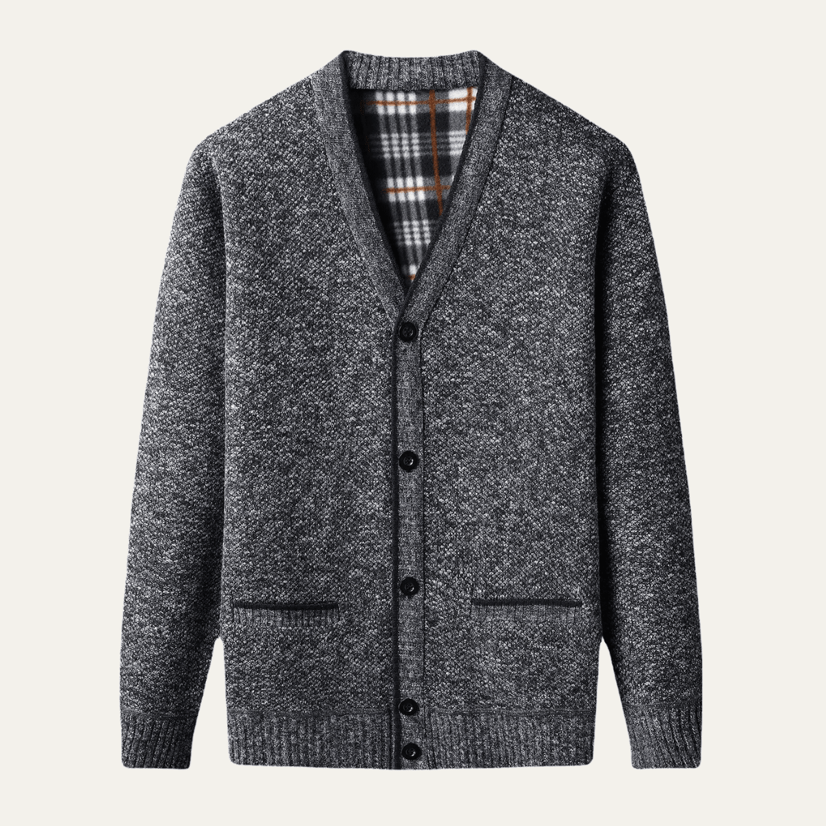 Men's Cardigan — V - Neck Button Front Regular Fit Knit Design - Hudson Harper - Men Cardigan