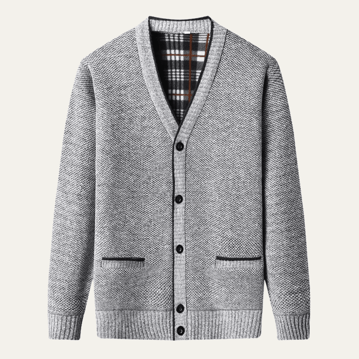 Men's Cardigan — V - Neck Button Front Regular Fit Knit Design - Hudson Harper - Men Cardigan