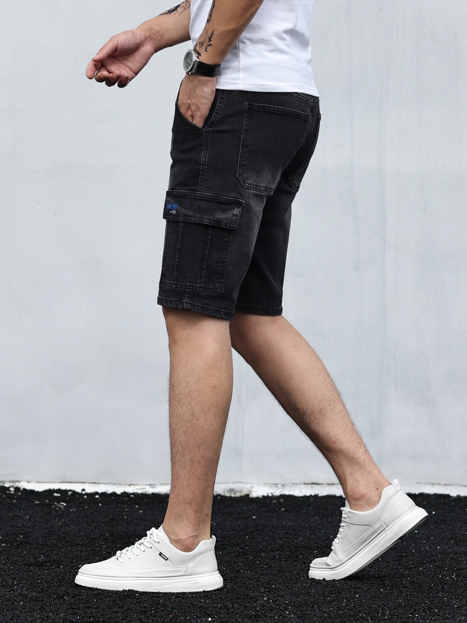 Men's Cargo Shorts — Denim Loose Fit Flap Pocket Design - Hudson Harper - Men Shorts