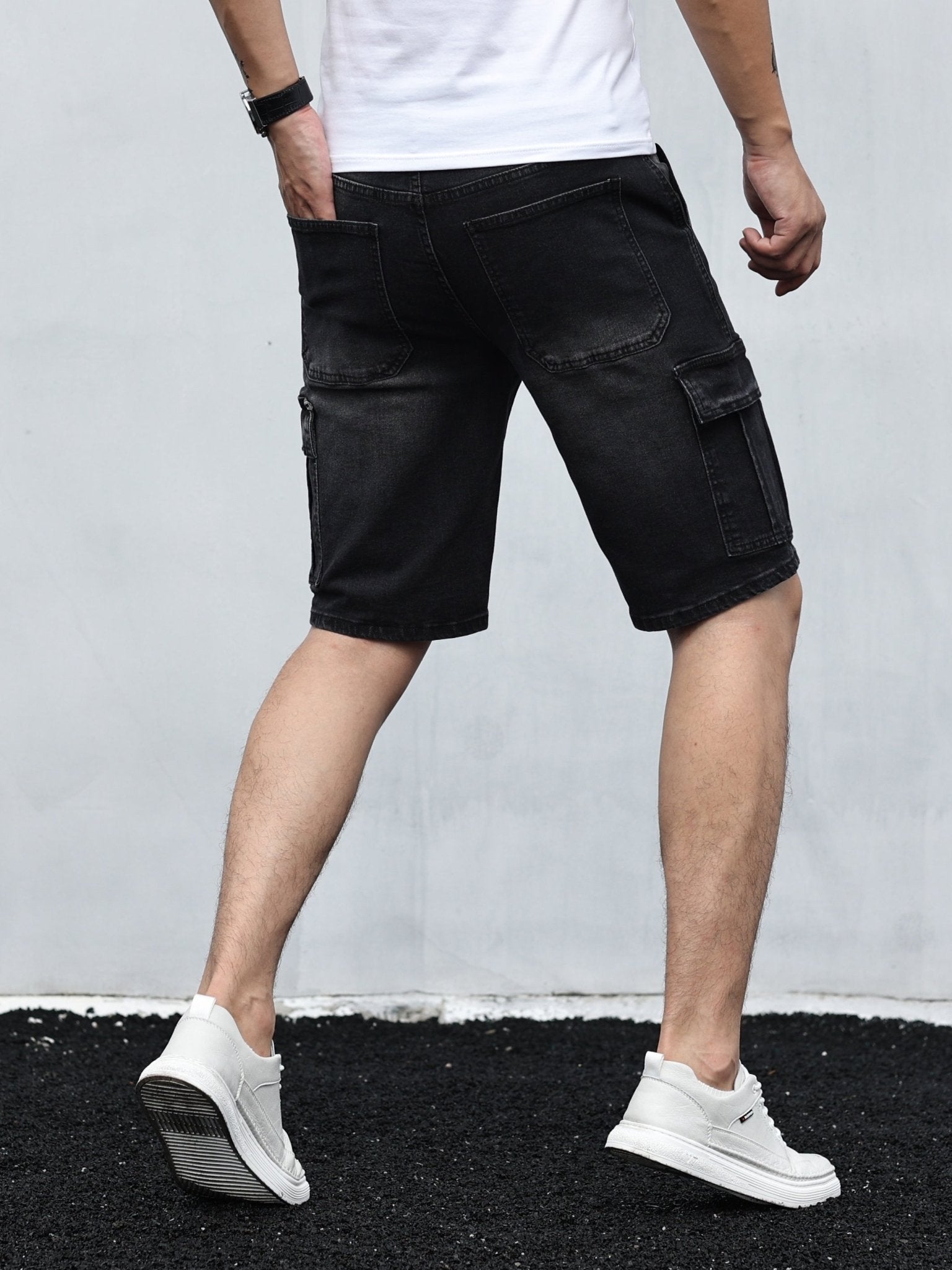 Men's Cargo Shorts — Denim Loose Fit Flap Pocket Design - Hudson Harper - Men Shorts