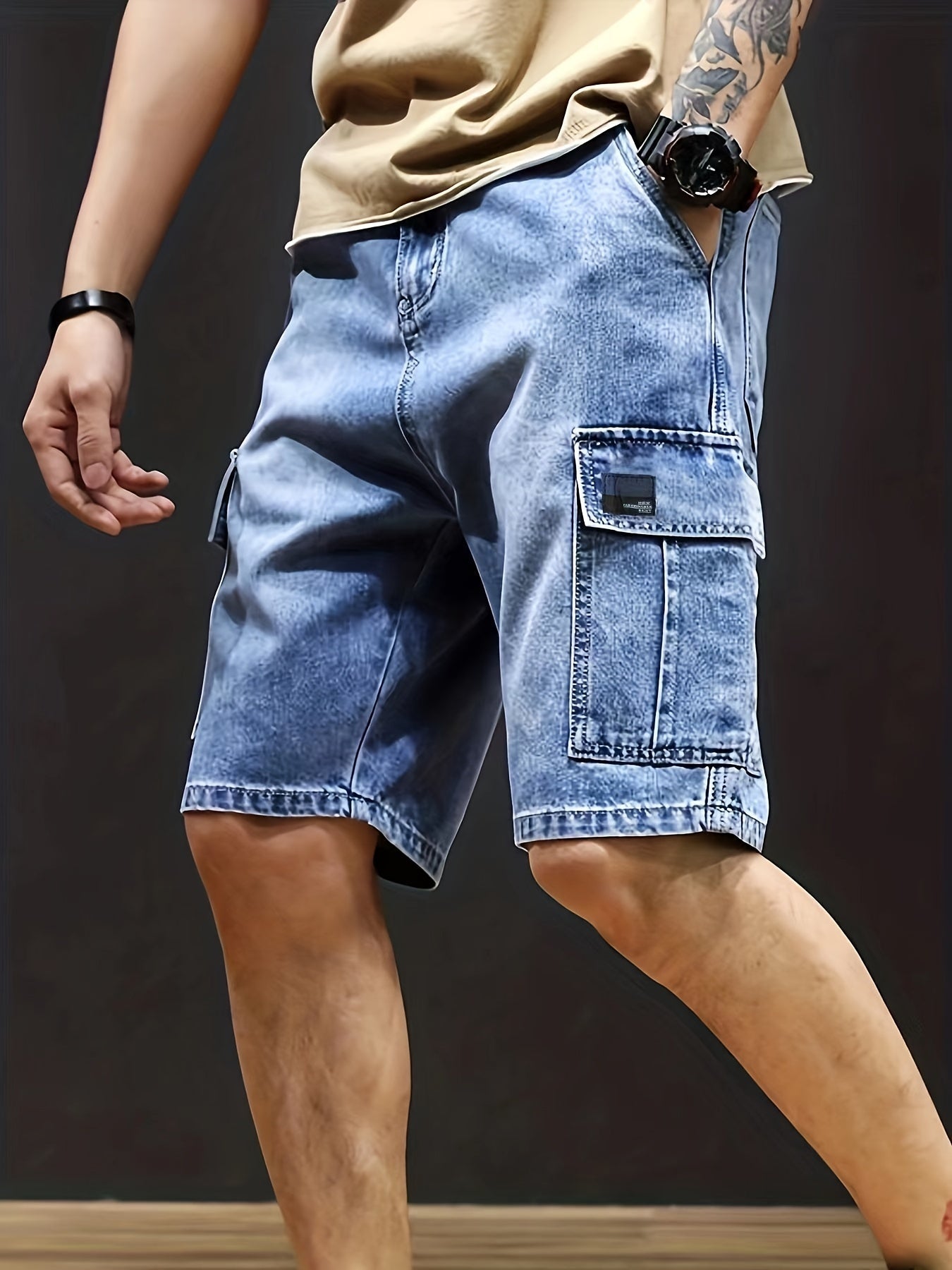Men's Cargo Shorts — Denim Loose Fit Flap Pocket Design - Hudson Harper - Men Shorts