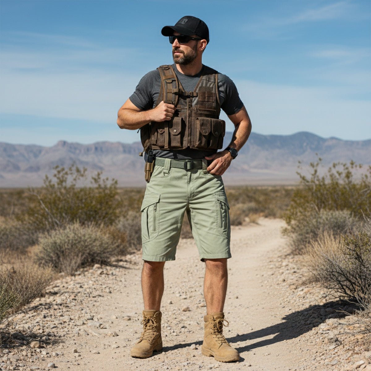 Men's Cargo Shorts — Regular Fit Multi - Pocket Tactical Design - Hudson Harper - Men Short