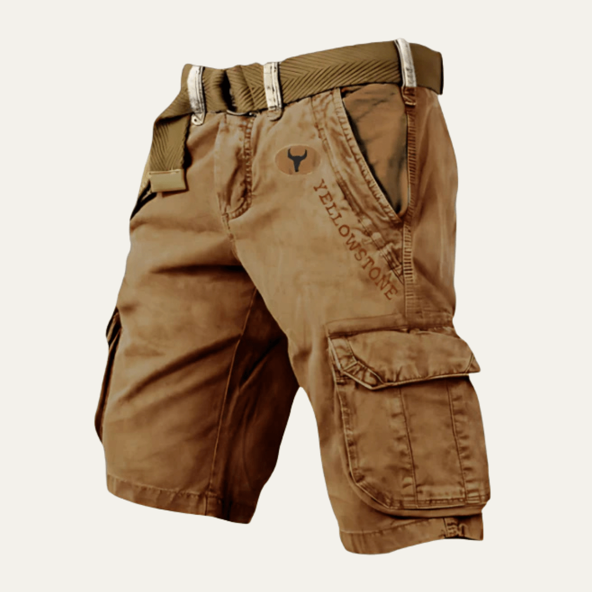 Men's Cargo Shorts — Relaxed Fit Multi - Pocket Adjustable Belt - Hudson Harper - Men Short
