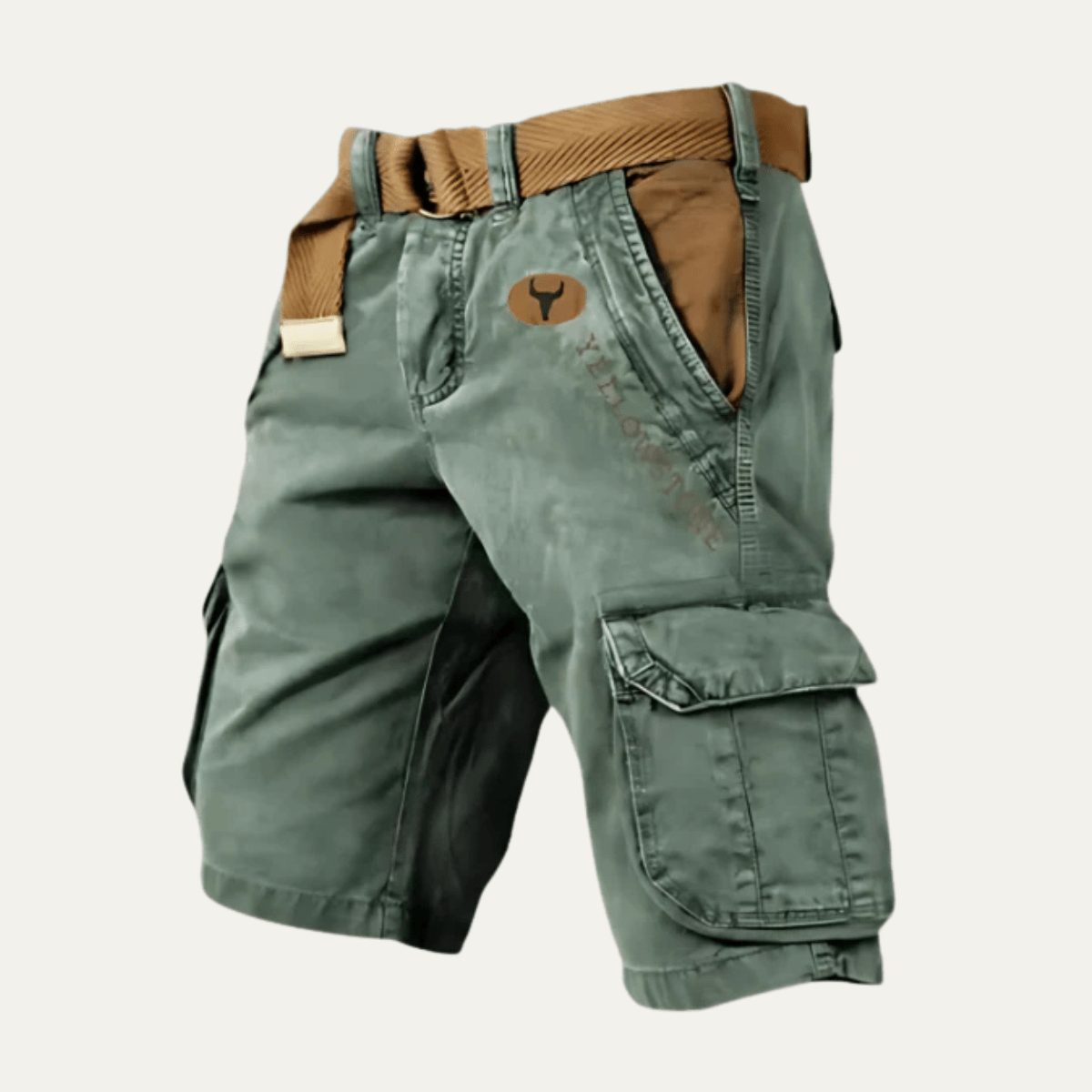 Men's Cargo Shorts — Relaxed Fit Multi - Pocket Adjustable Belt - Hudson Harper - Men Short