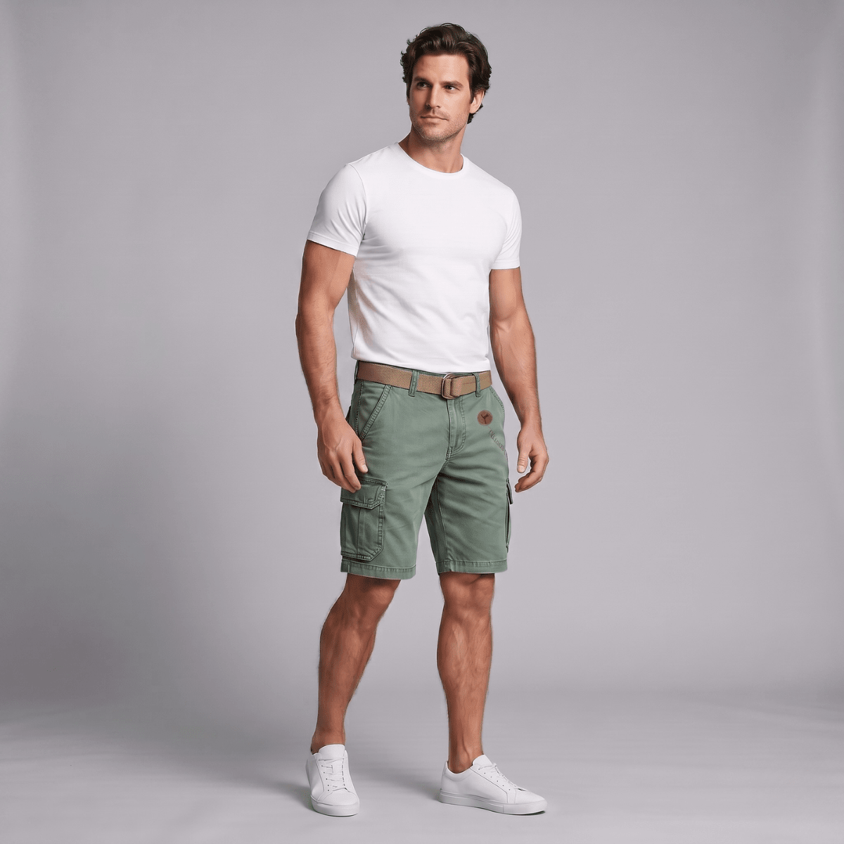 Men's Cargo Shorts — Relaxed Fit Multi - Pocket Adjustable Belt - Hudson Harper - Men Short