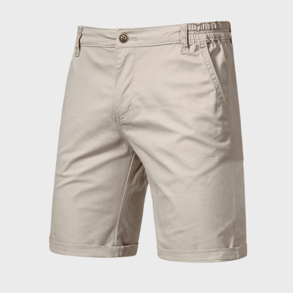 Men's Chino Shorts — Elastic Waist Button & Zip Closure Pocket Design - Hudson Harper - Men Short