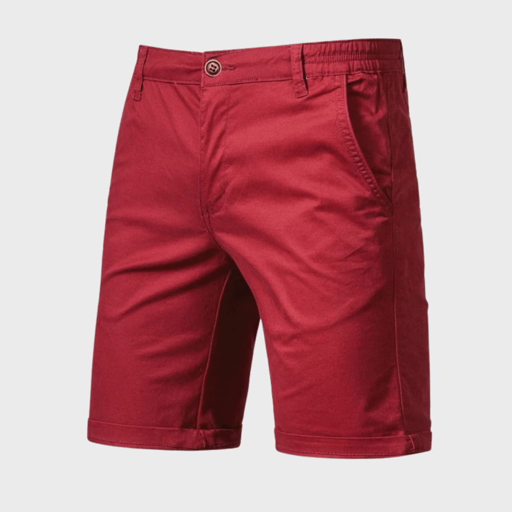 Men's Chino Shorts — Elastic Waist Button & Zip Closure Pocket Design - Hudson Harper - Men Short
