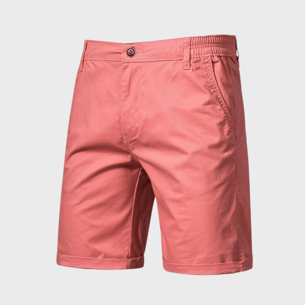 Men's Chino Shorts — Elastic Waist Button & Zip Closure Pocket Design - Hudson Harper - Men Short