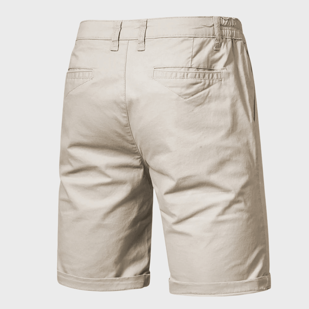 Men's Chino Shorts — Elastic Waist Button & Zip Closure Pocket Design - Hudson Harper - Men Short