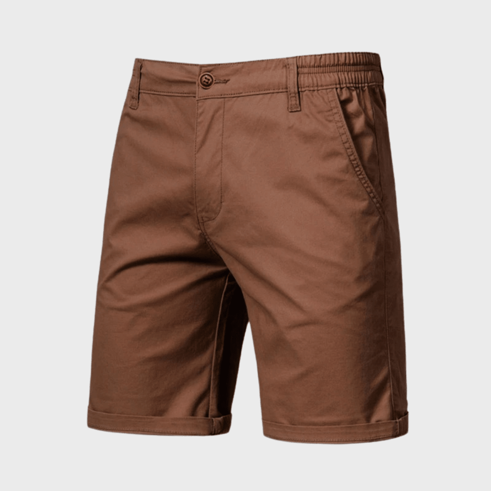 Men's Chino Shorts — Elastic Waist Button & Zip Closure Pocket Design - Hudson Harper - Men Short