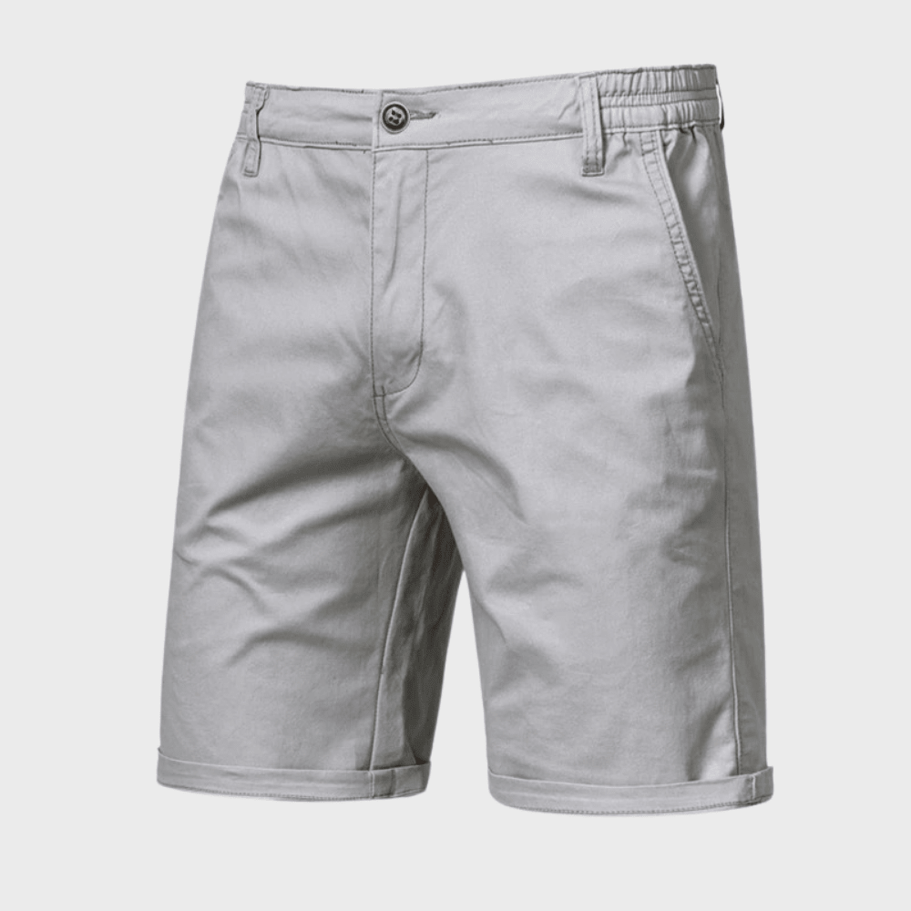 Men's Chino Shorts — Elastic Waist Button & Zip Closure Pocket Design - Hudson Harper - Men Short