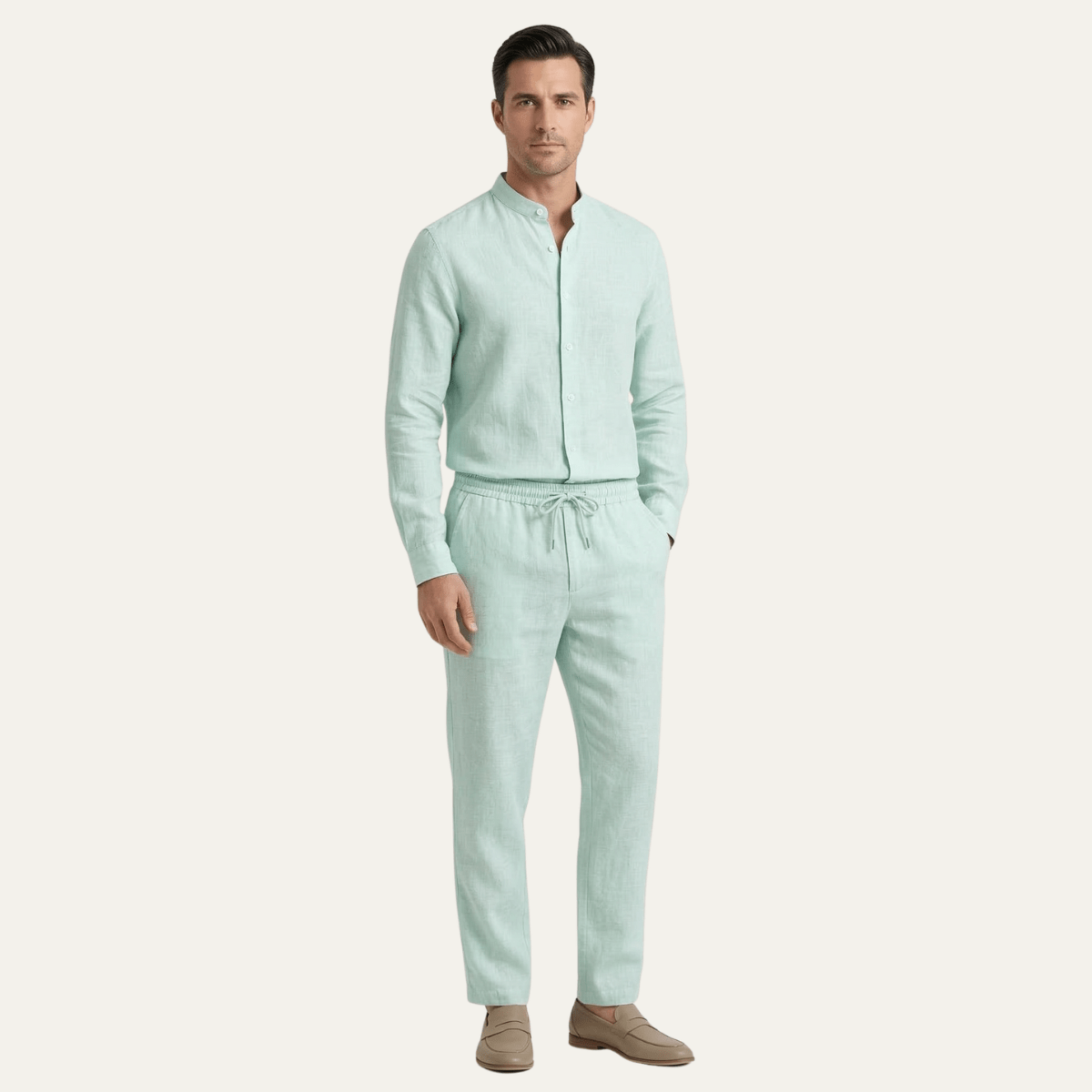 Men's Clothing Set — Loose Fit Long Sleeve Button Closure - Hudson Harper - Men Set
