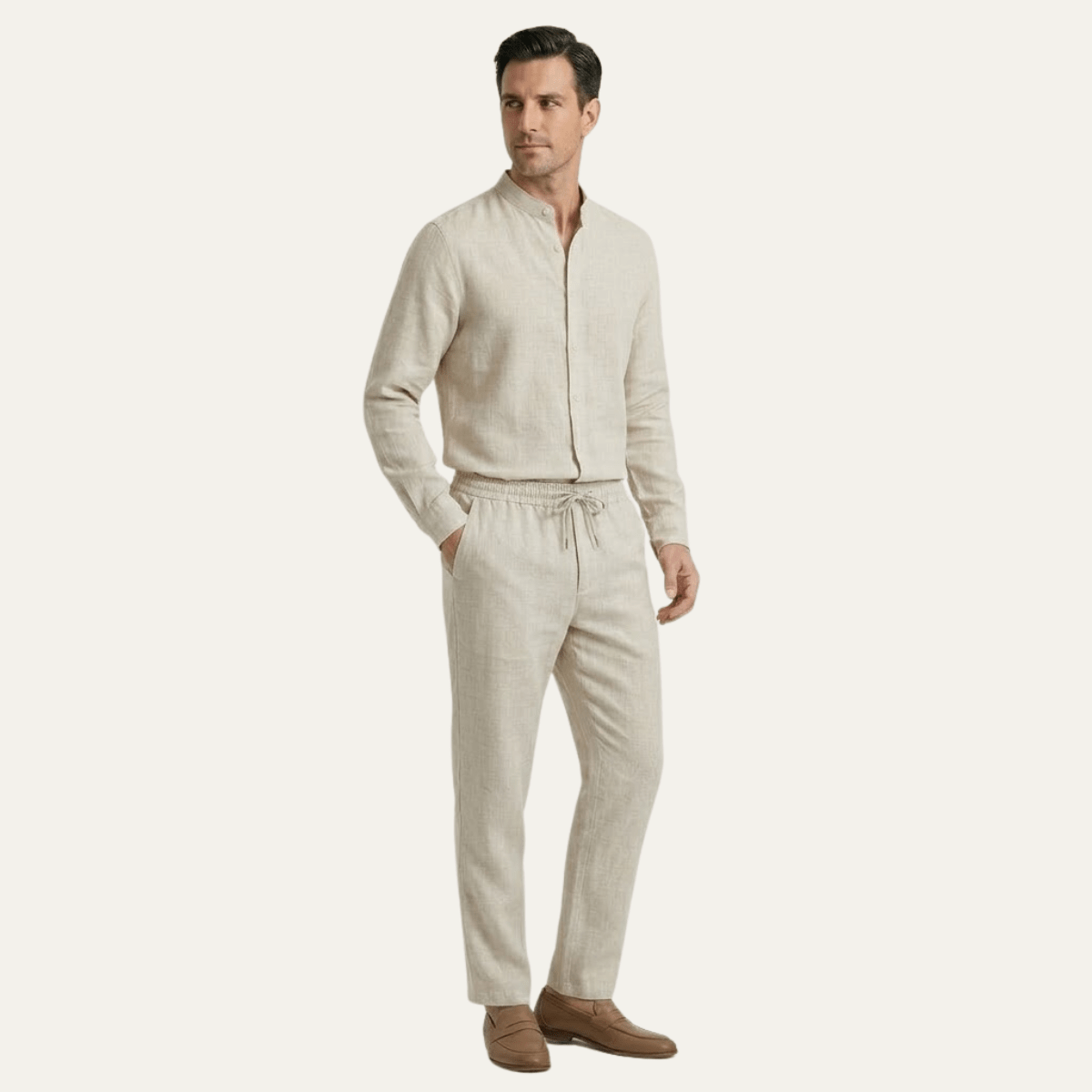 Men's Clothing Set — Loose Fit Long Sleeve Button Closure - Hudson Harper - Men Set