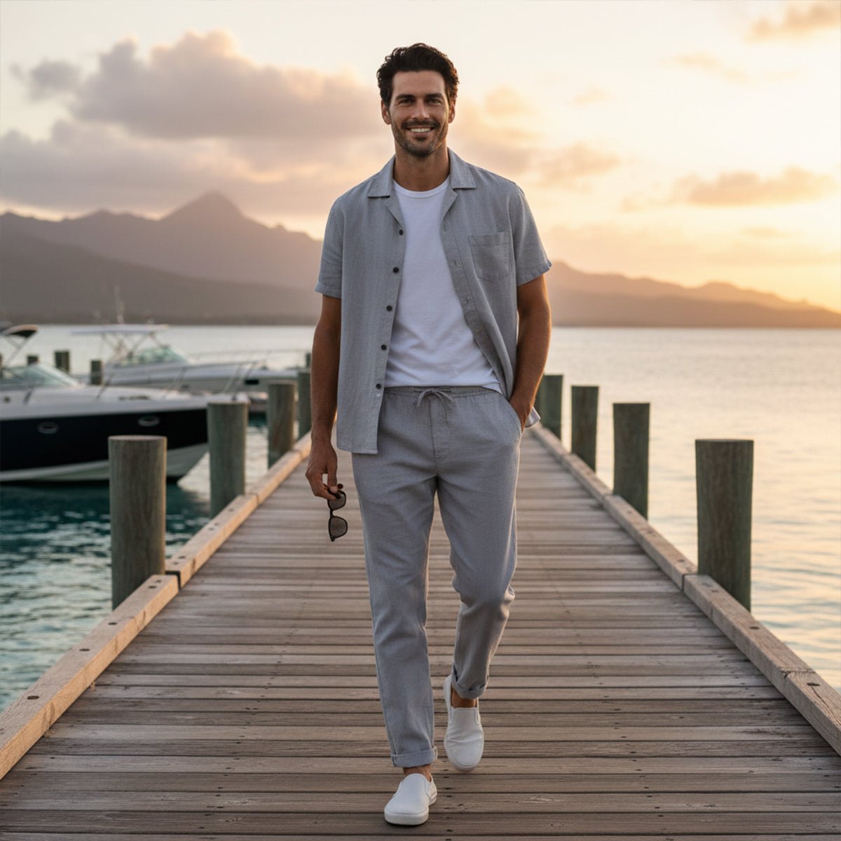 Men's Clothing Set — Loose Fit Two - Piece Full Length Trousers - Hudson Harper - Men Set