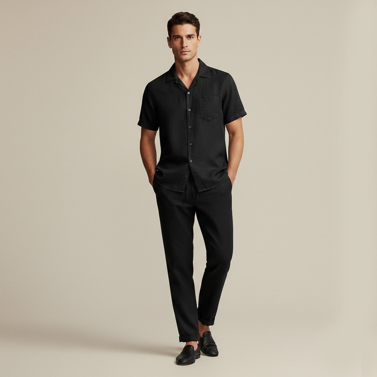 Men's Clothing Set — Relaxed Fit Textured Shirt & Trousers - Hudson Harper - Men Set