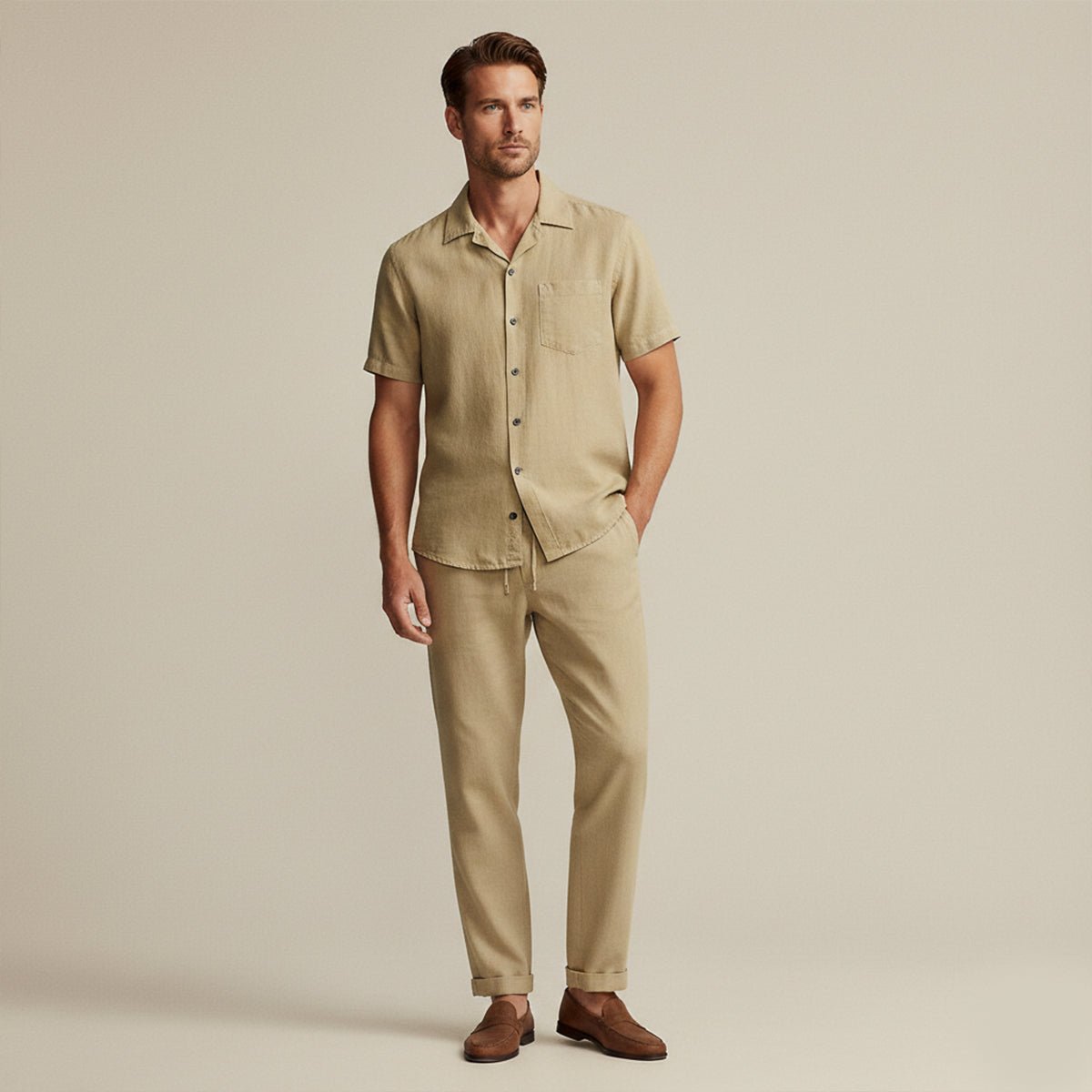 Men's Clothing Set — Relaxed Fit Textured Shirt & Trousers - Hudson Harper - Men Set