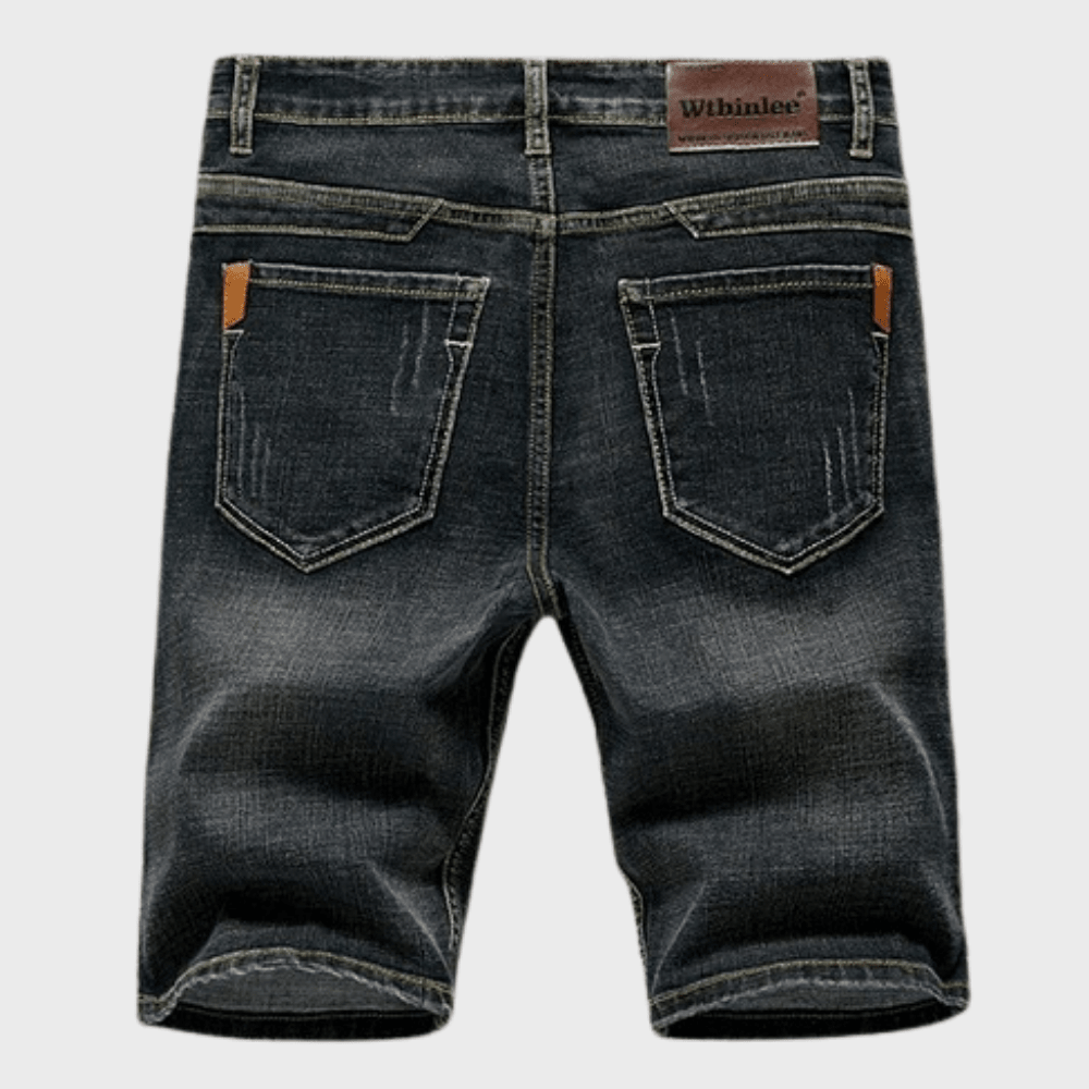 Men's Denim Shorts — Classic Fit Mid - Rise Waist Pocket Design - Hudson Harper - Men Short