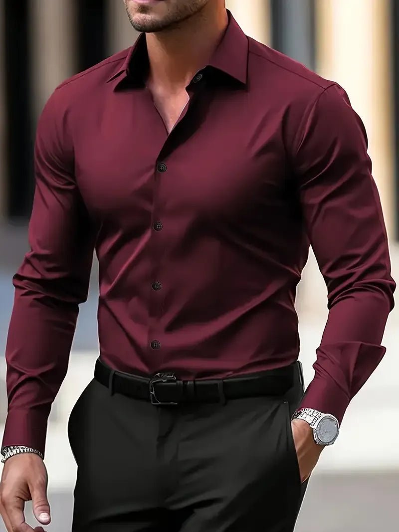 Men's Formal Shirt — Slim Fit Button Cuffs Structured Collar - Hudson Harper - Men Shirt