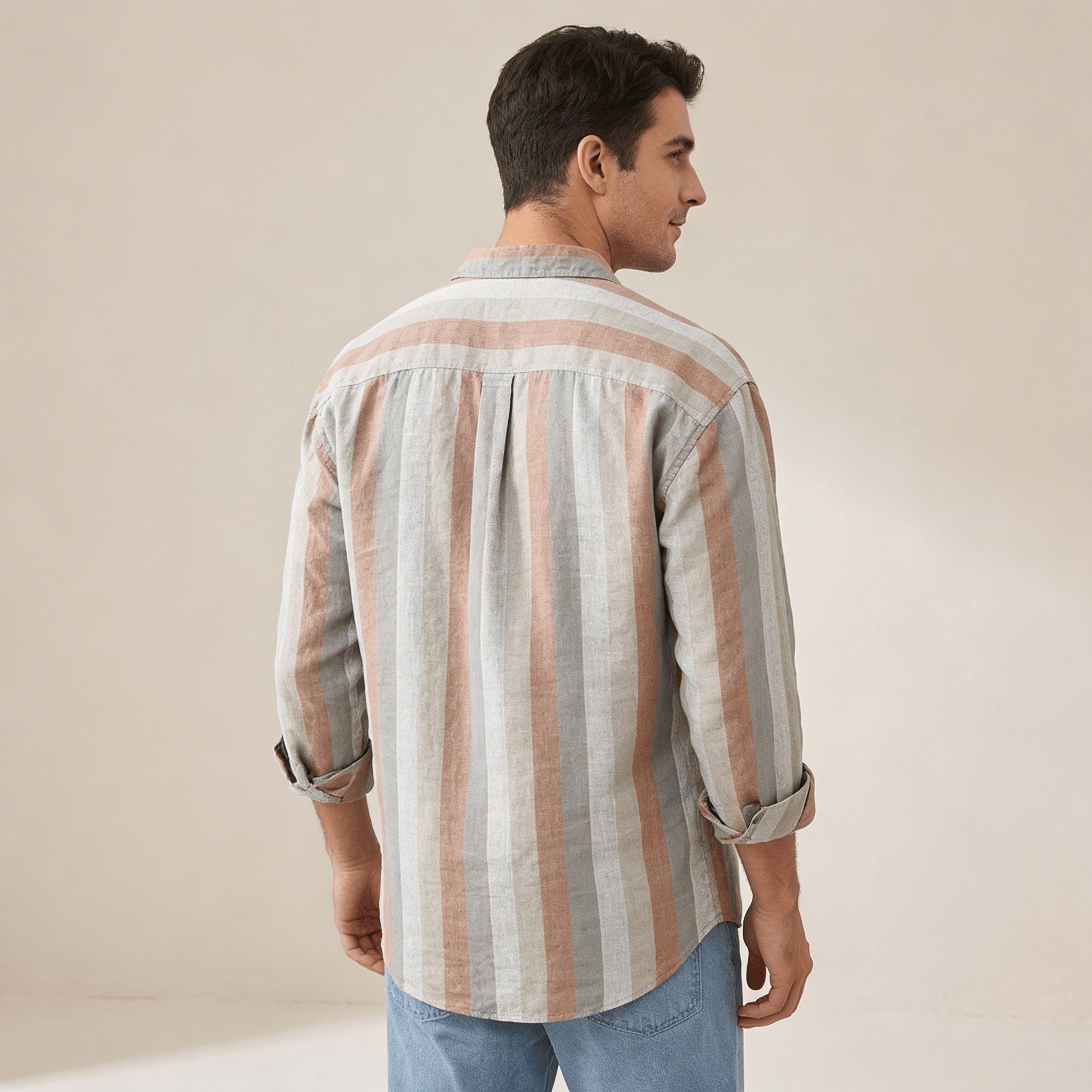 Men's Linen Shirt - Relaxed Fit Long Sleeve Button Closure - Hudson Harper - Men Shirt