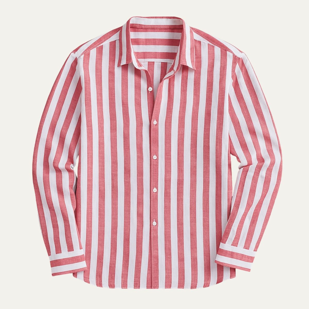 Men's Linen Shirt - Relaxed Fit Striped Button Placket - Hudson Harper - Men Shirt