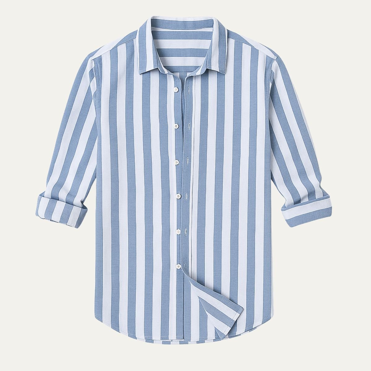Men's Linen Shirt - Relaxed Fit Striped Button Placket - Hudson Harper - Men Shirt