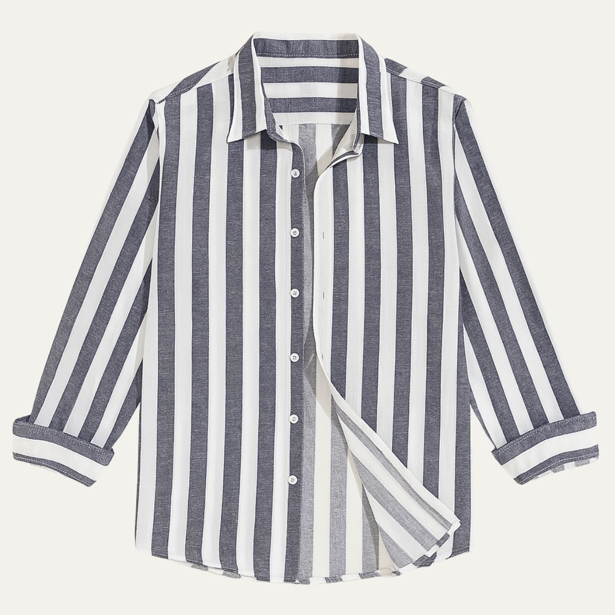 Men's Linen Shirt - Relaxed Fit Striped Button Placket - Hudson Harper - Men Shirt