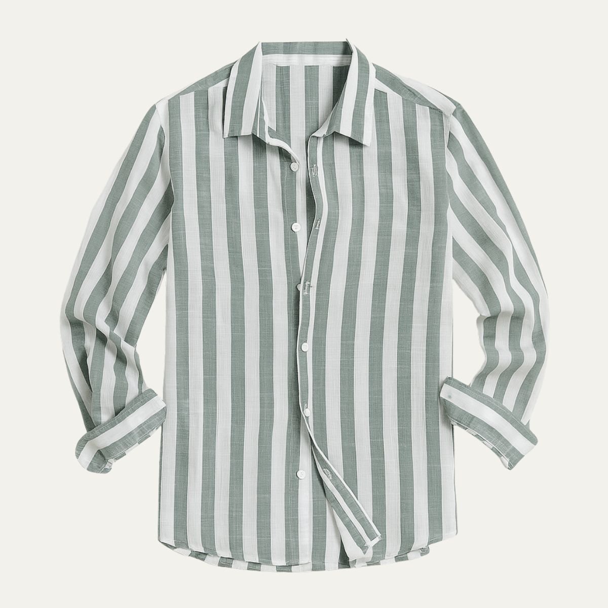 Men's Linen Shirt - Relaxed Fit Striped Button Placket - Hudson Harper - Men Shirt