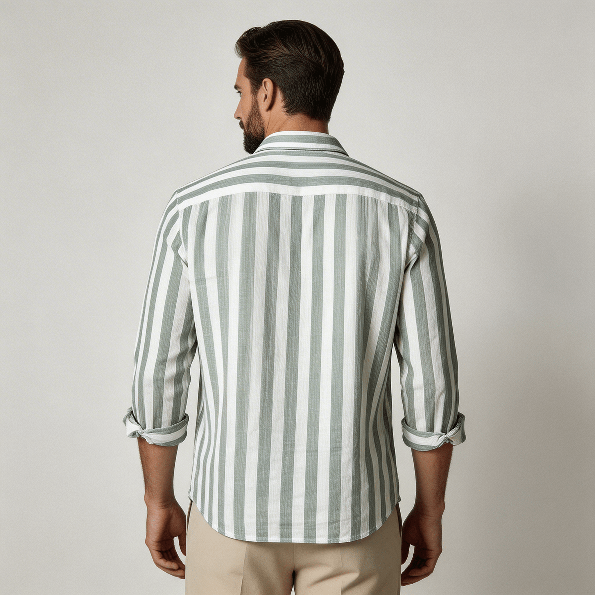 Men's Linen Shirt - Relaxed Fit Striped Button Placket - Hudson Harper - Men Shirt