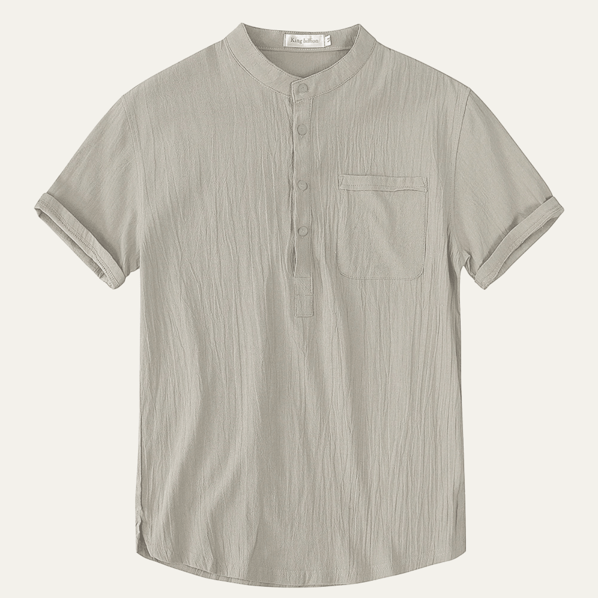 Men's Linen Shirt - Short Sleeve Henley Neck Pullover Style - Hudson Harper - Men Shirt