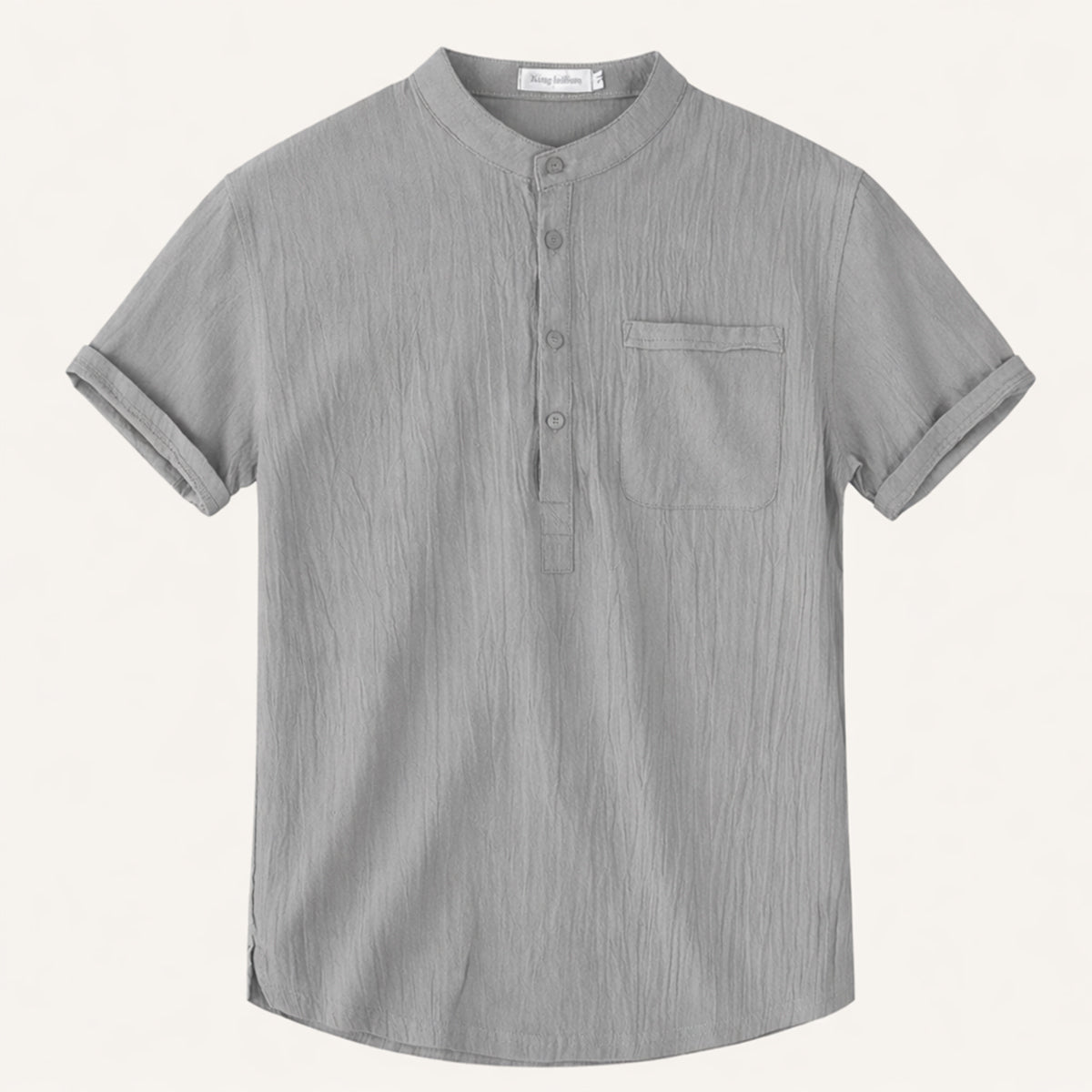 Men's Linen Shirt - Short Sleeve Henley Neck Pullover Style - Hudson Harper - Men Shirt