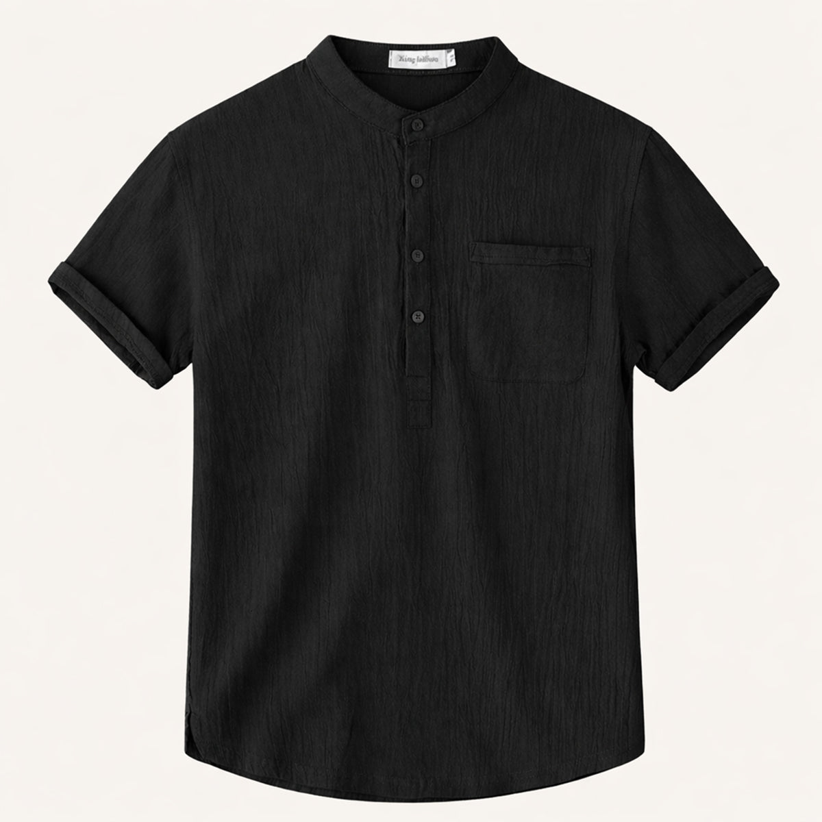 Men's Linen Shirt - Short Sleeve Henley Neck Pullover Style - Hudson Harper - Men Shirt