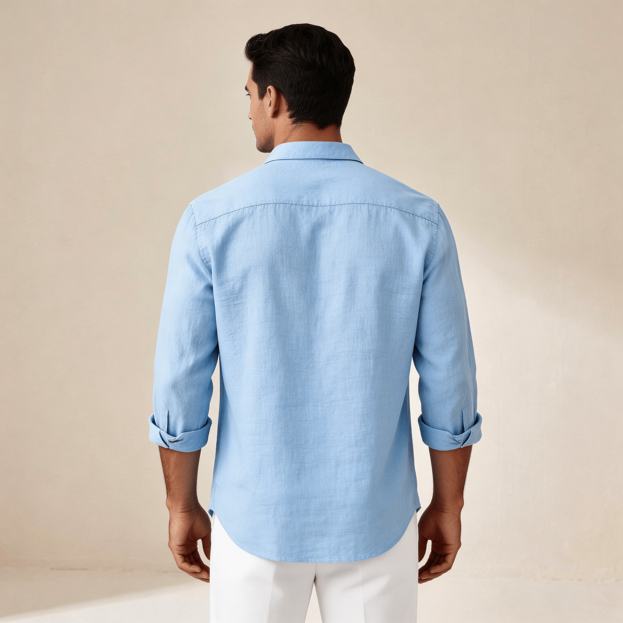 Men's Linen Shirt - Slim Fit Tailored Cut Structured Design - Hudson Harper - Men Shirt
