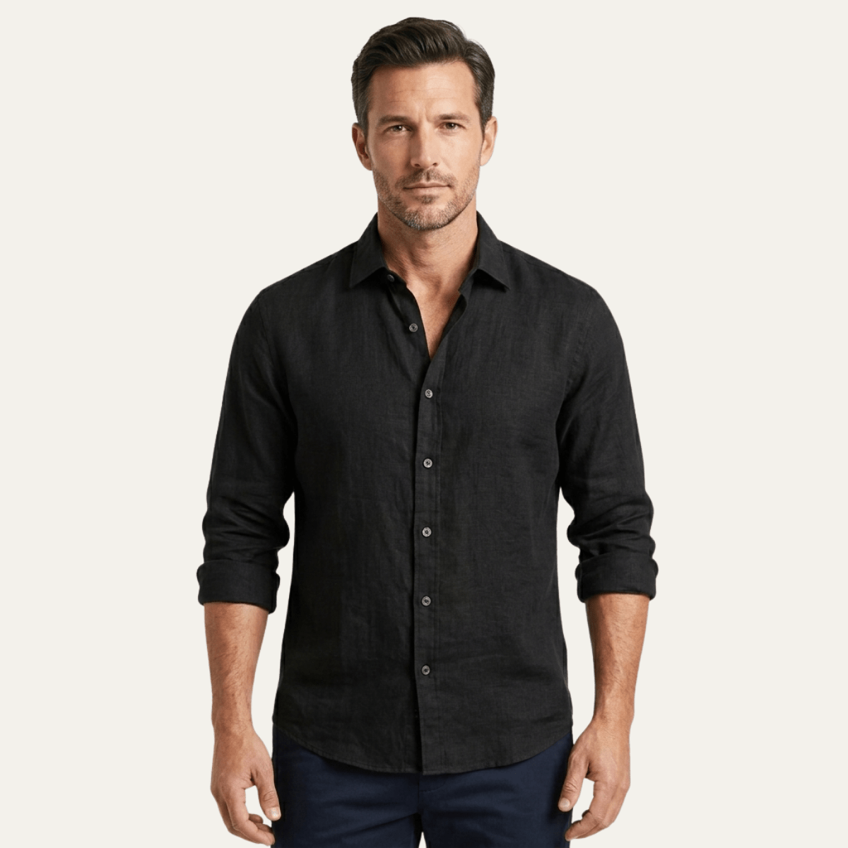 Men's Linen Shirt - Tailored Fit Full Button Placket - Hudson Harper - Men Shirt