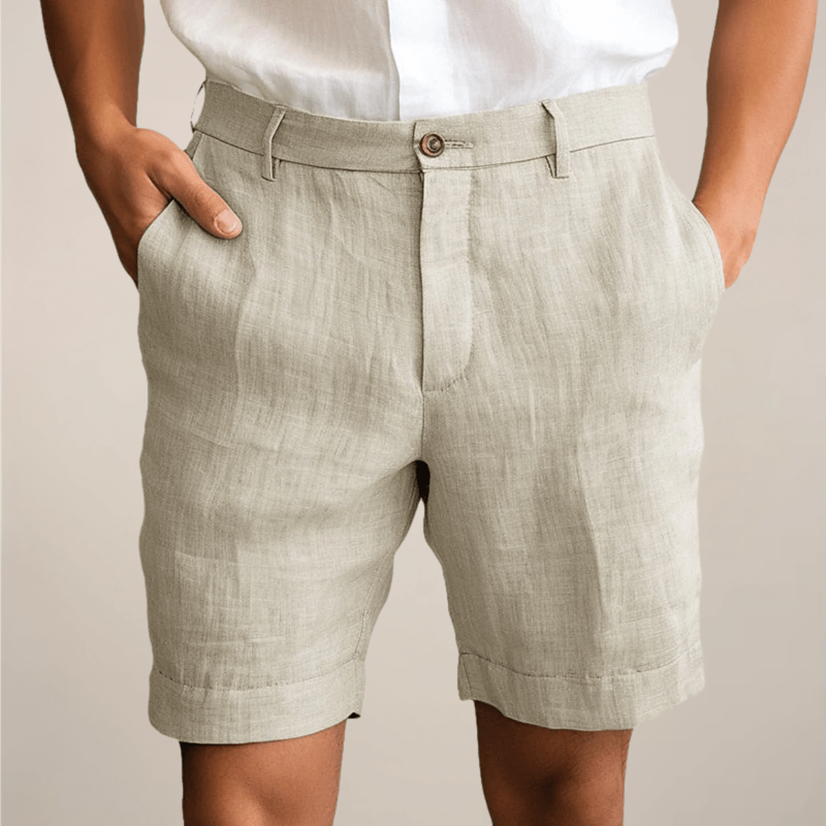 Men's Linen Shorts - Loose Fit Elastic Waistband Straight Leg - Hudson Harper - Men Shorts