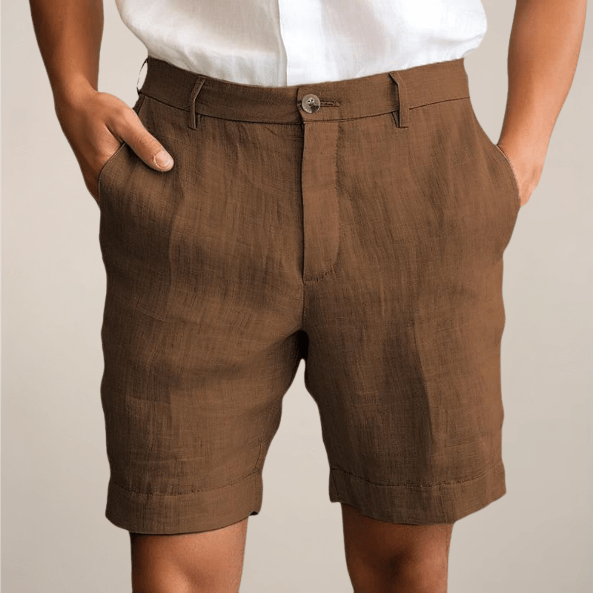 Men's Linen Shorts - Loose Fit Elastic Waistband Straight Leg - Hudson Harper - Men Shorts