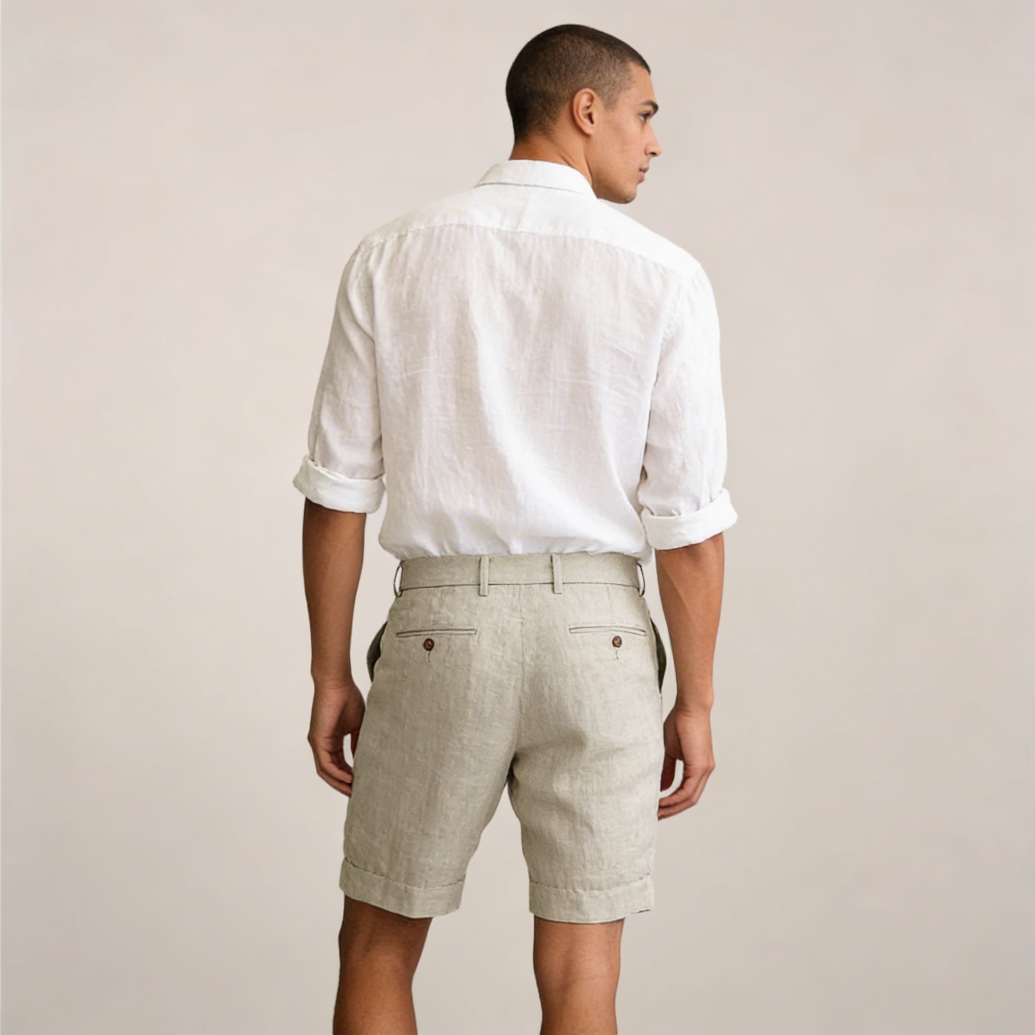 Men's Linen Shorts - Loose Fit Elastic Waistband Straight Leg - Hudson Harper - Men Shorts