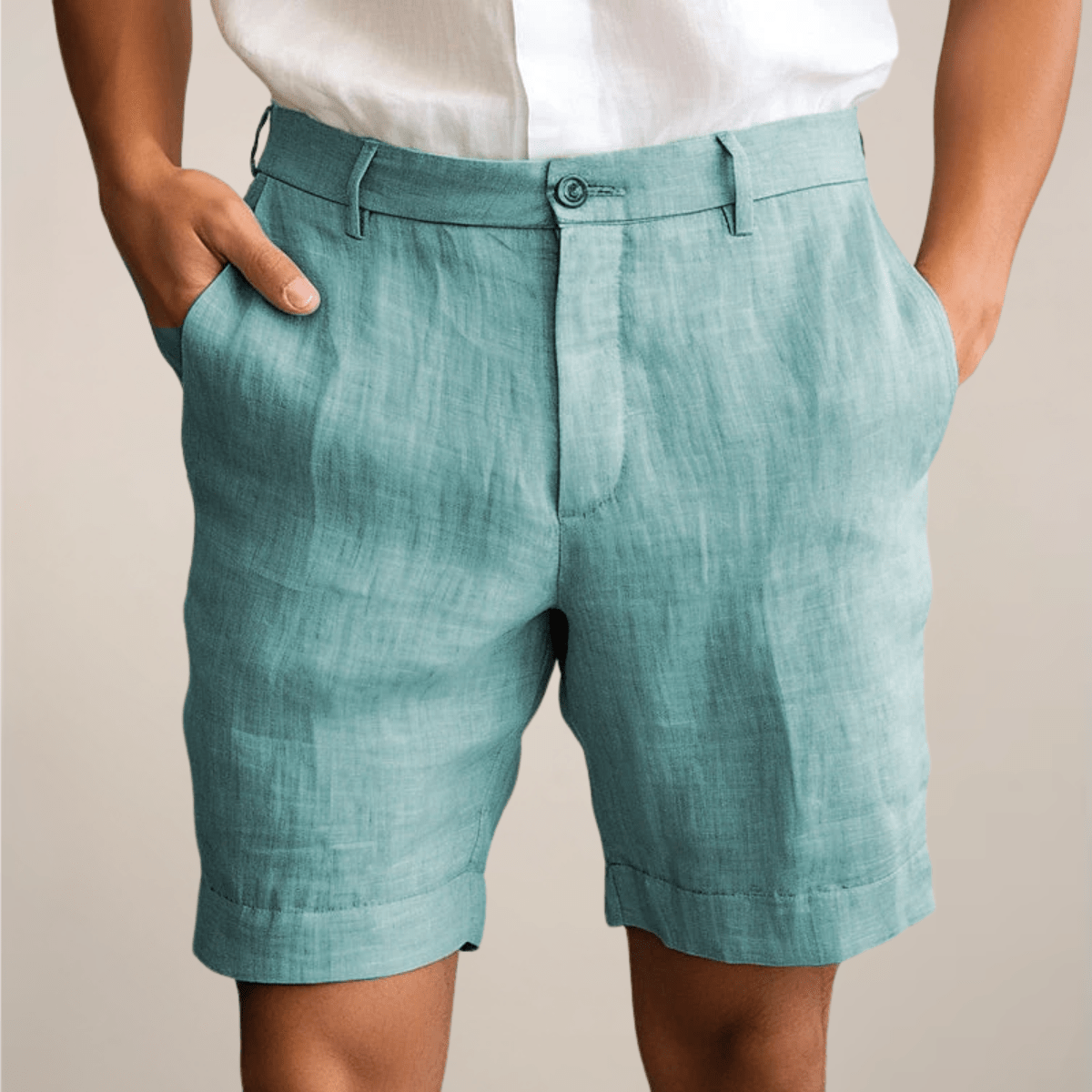 Men's Linen Shorts - Loose Fit Elastic Waistband Straight Leg - Hudson Harper - Men Shorts