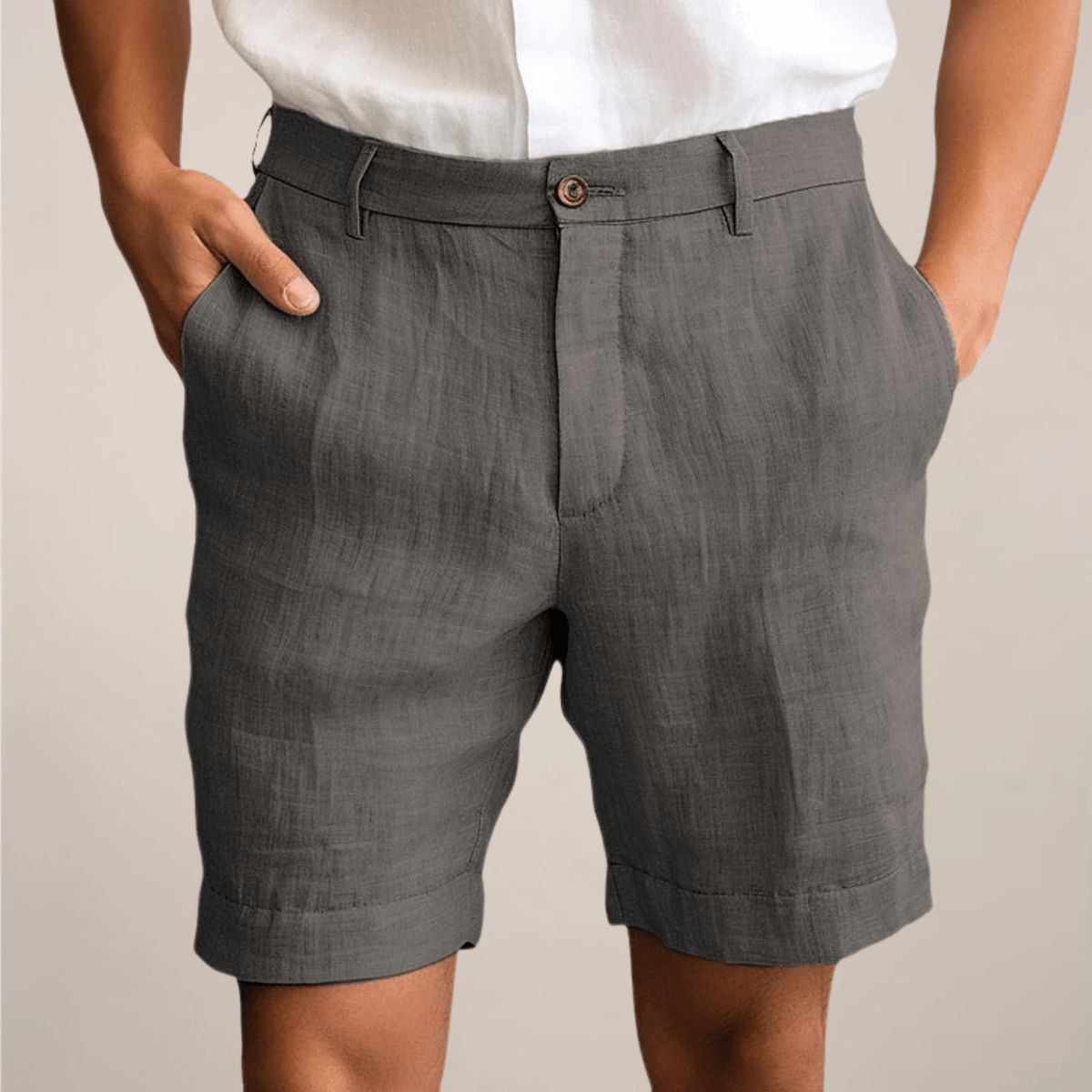 Men's Linen Shorts - Loose Fit Elastic Waistband Straight Leg - Hudson Harper - Men Shorts