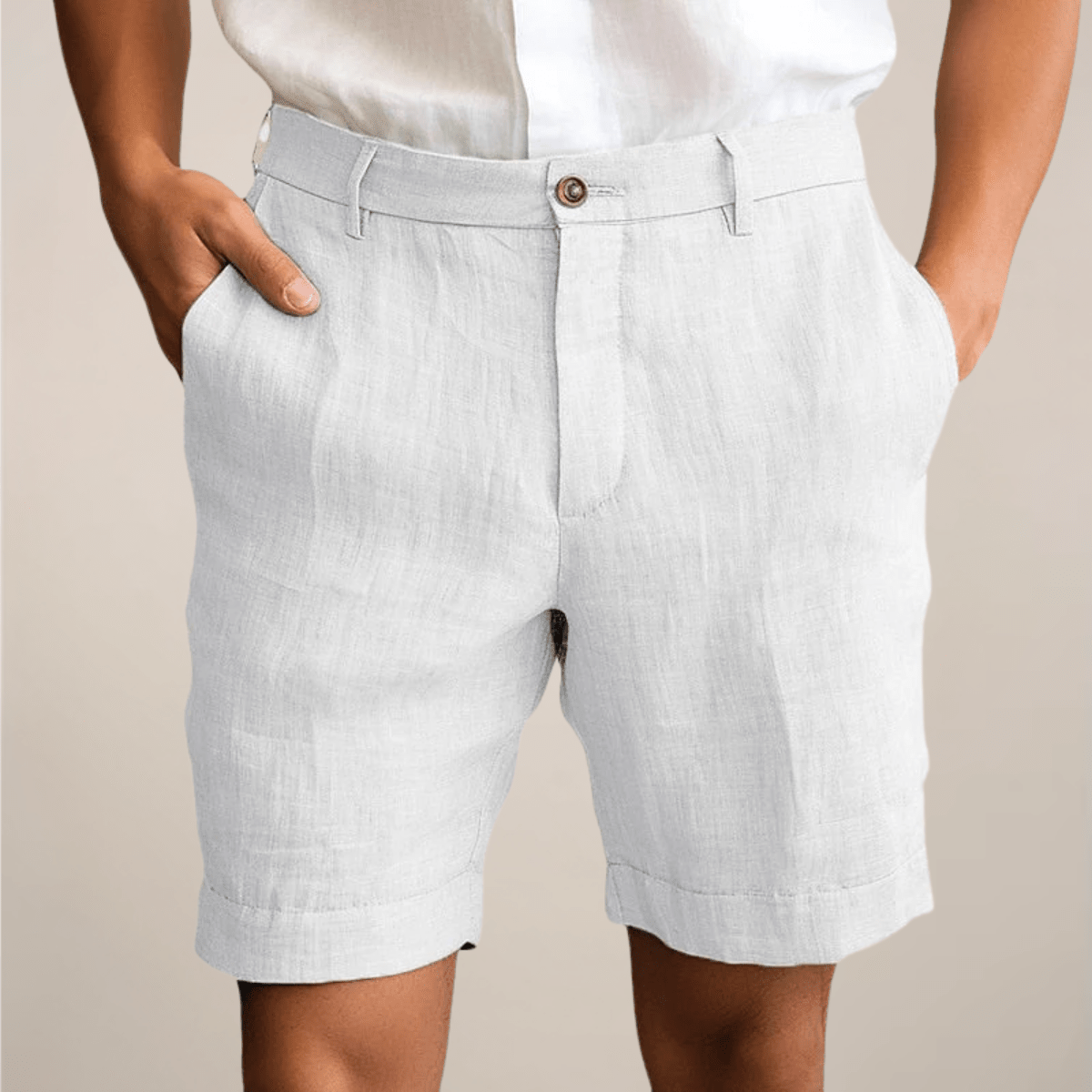 Men's Linen Shorts - Loose Fit Elastic Waistband Straight Leg - Hudson Harper - Men Shorts