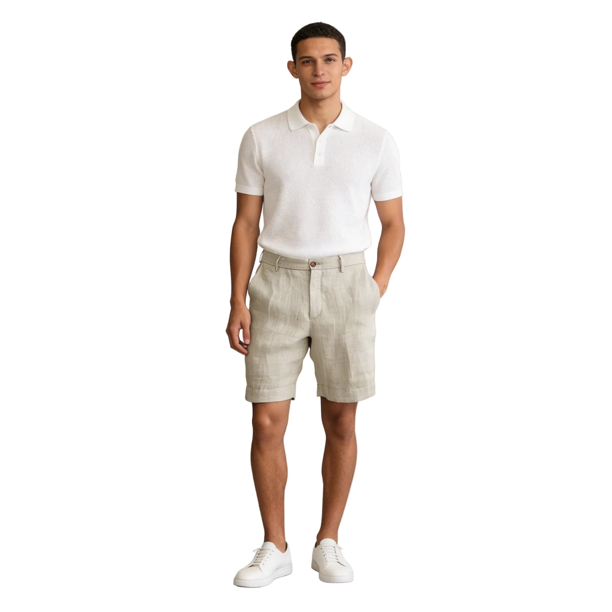 Men's Linen Shorts - Loose Fit Elastic Waistband Straight Leg - Hudson Harper - Men Shorts
