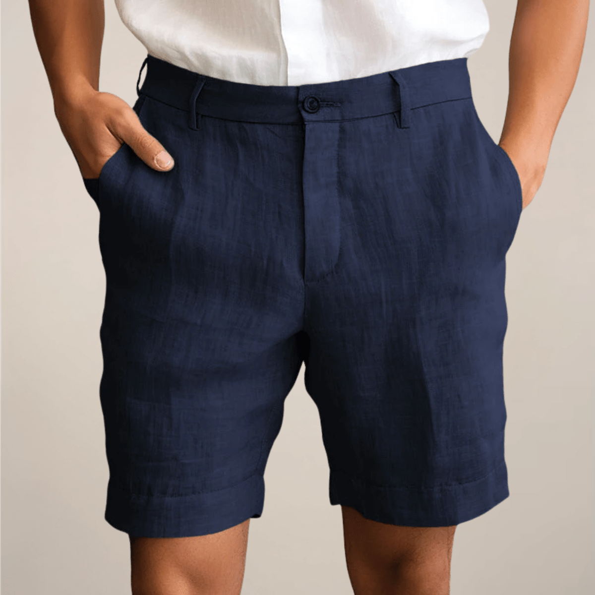 Men's Linen Shorts - Loose Fit Elastic Waistband Straight Leg - Hudson Harper - Men Shorts