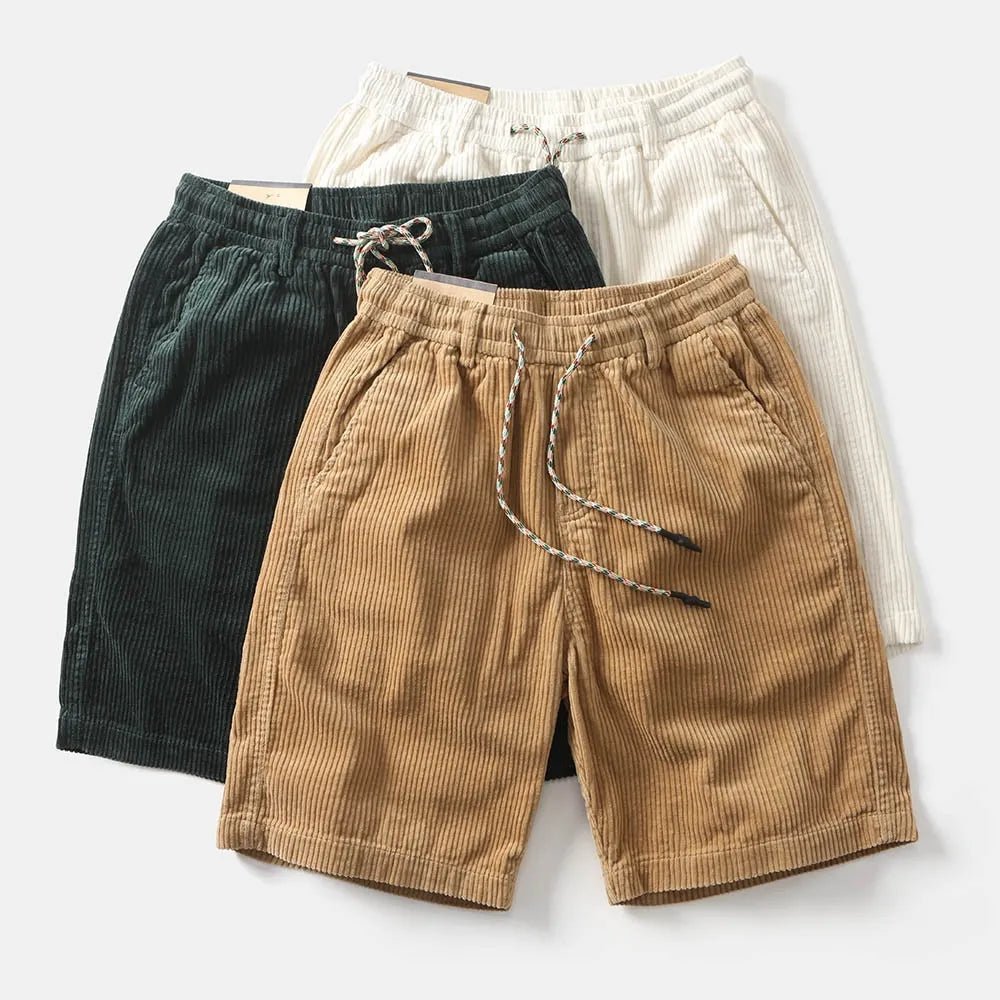 Men's Linen Shorts - Relaxed Fit Above Knee Elastic Waistband - Hudson Harper - Men Shorts